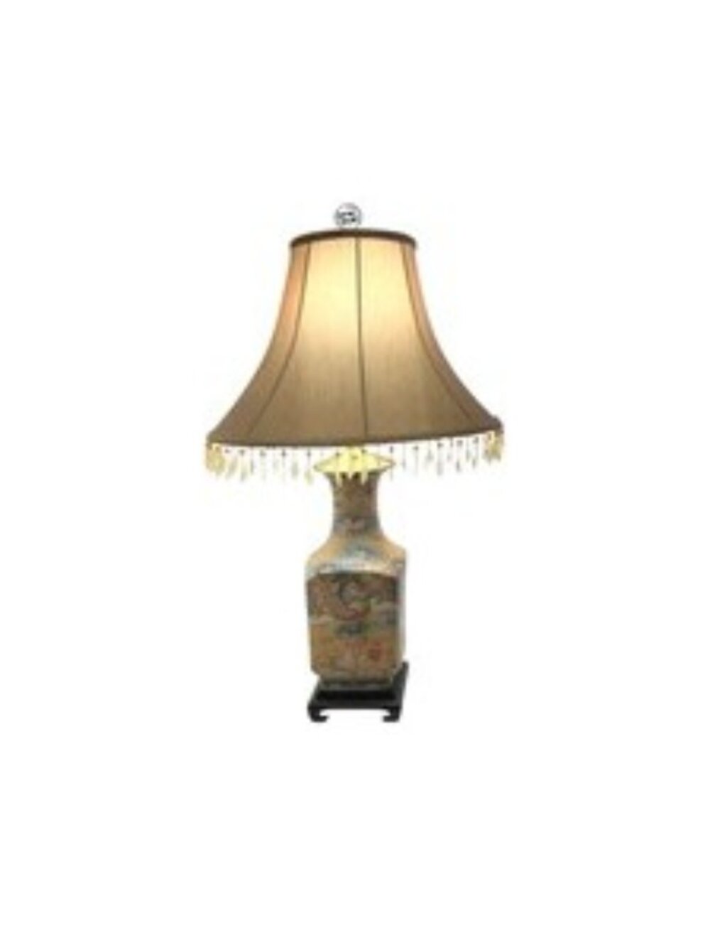 Lamp Porcelain Kutani Style Lotus & Duck Design Vintage Oriental Chinese Decor